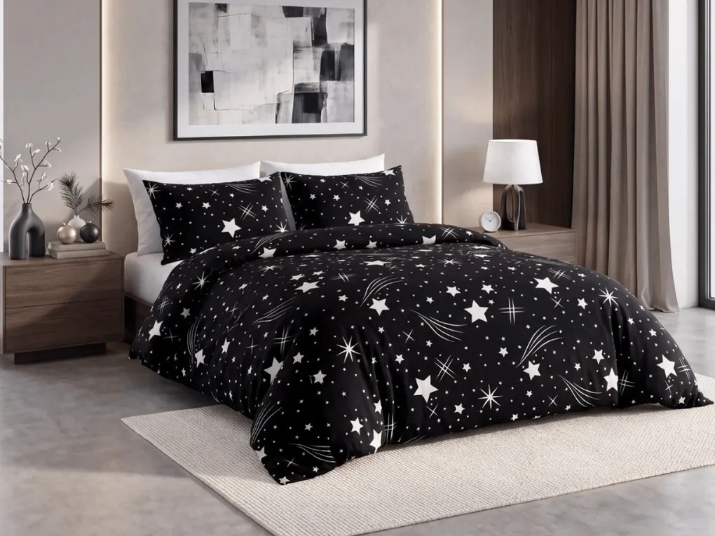 Lenjerie cocolino NIGHT SKY negru Dimensiune lenjerie de pat: 70 x 90 cm | 140 x 200 cm