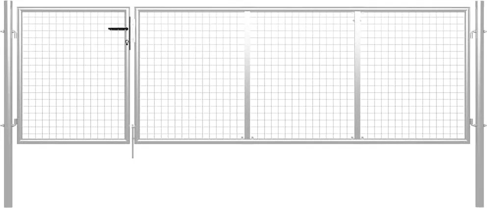 vidaXL Poartă de grădină din oțel 350x75 cm argintie