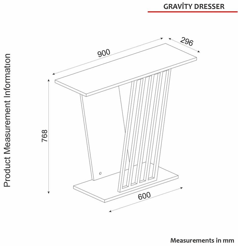 Consola Gravity Negru, Auriu 90x77x30 cm