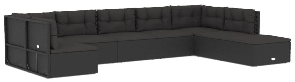 3187162 vidaXL Set mobilier de grădină cu perne, 8 piese, negru, poliratan