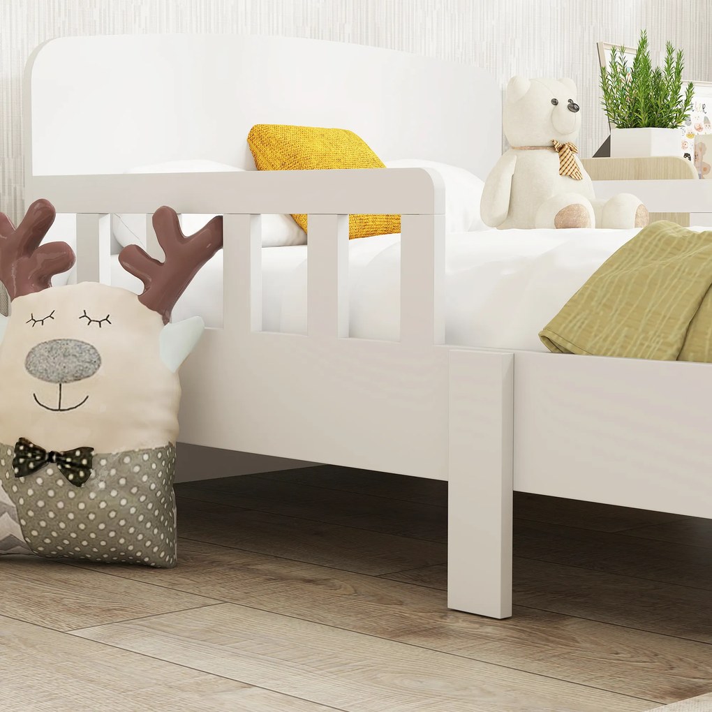 AIYAPLAY Pat Montessori pentru Copii 3-8 Ani din Lemn FSC cu Apărători Laterale și Margini Netede, 143.5x74.2x54 cm, Alb | Aosom Romania