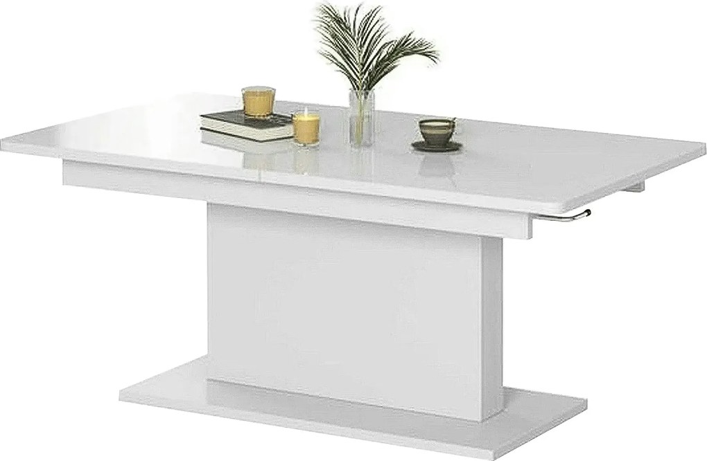 Masa extensibila BUSETTI, alb mat, PAL, 126/167x70x56/74 cm
