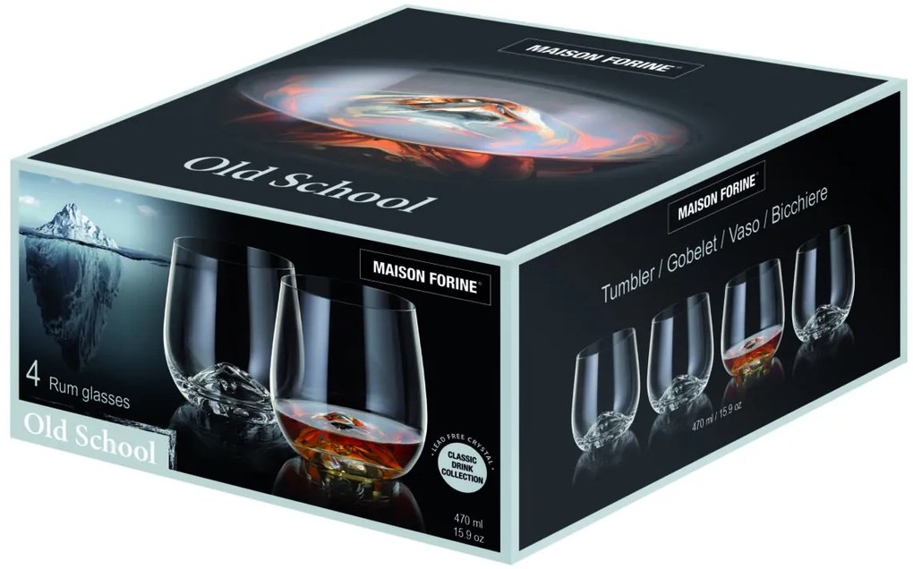 Set 4 pahare rom 470ml, Old School