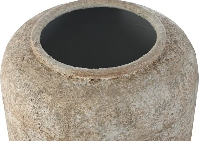 Vază decorativă, stil vintage patinat, culoare alb antichizat, din metal, „Aged White”