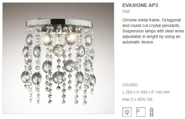 Aplica de perete cristal Venezian EVASIONE AP3 044750