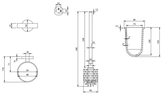 Villeroy & Boch TVA15101600061 - Perie WC de perete ELEMENTS, sticlă/crom lucios