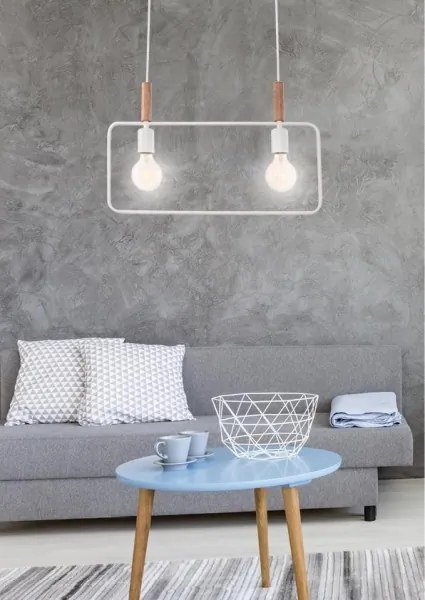 Lustră pe cablu FRAME 2xE27/60W/230V alb