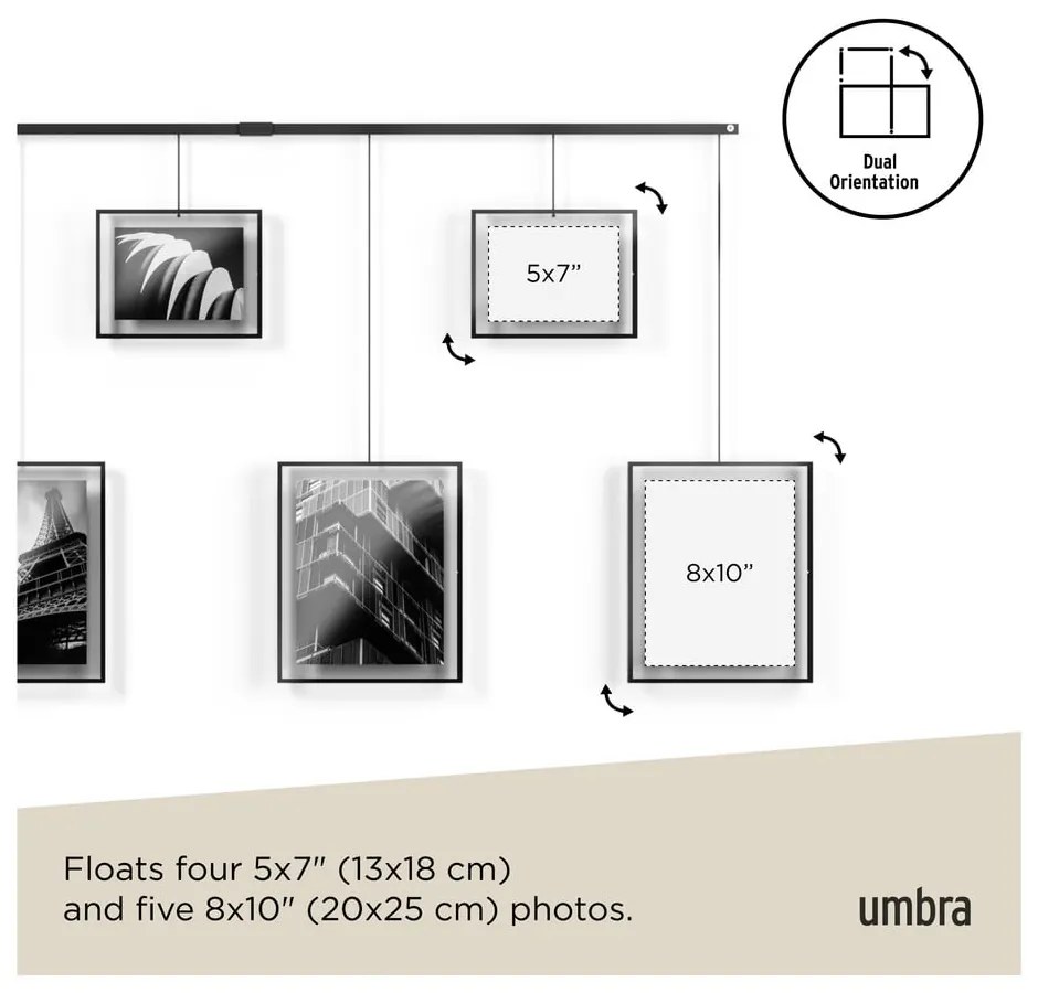 Rame negre de agățat 9 buc. din metal 223x77,5 cm Exhibit – Umbra