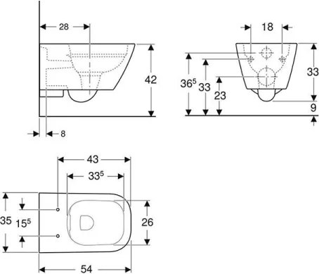 Geberit 500.208.01.1 - Vas WC suspendat Rimfree Smyle Square ceramică/alb