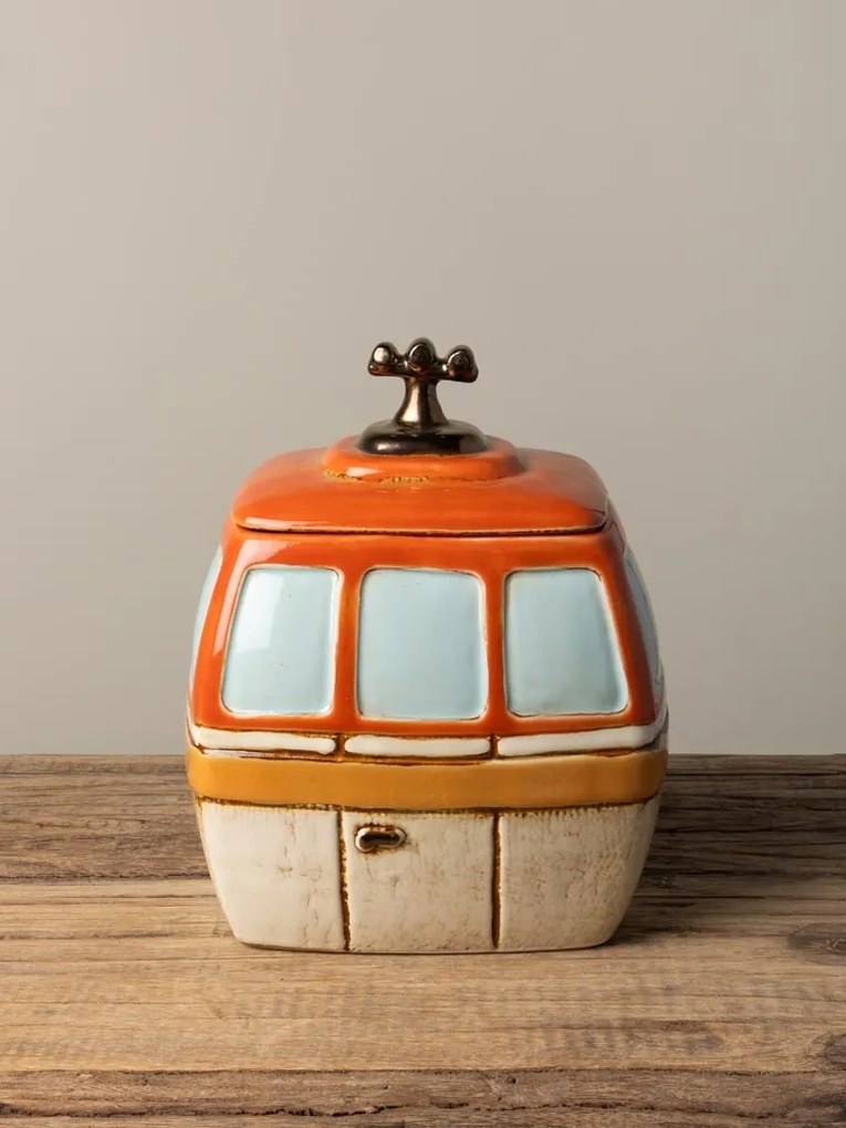 Cutie decorativa, din ceramica, portocalie, Box Cable