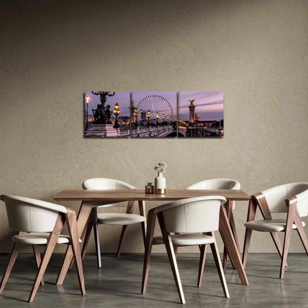 Tablou - Podul lui Alexandru al III.-lea din Paris (cu ceas) (90x30 cm)