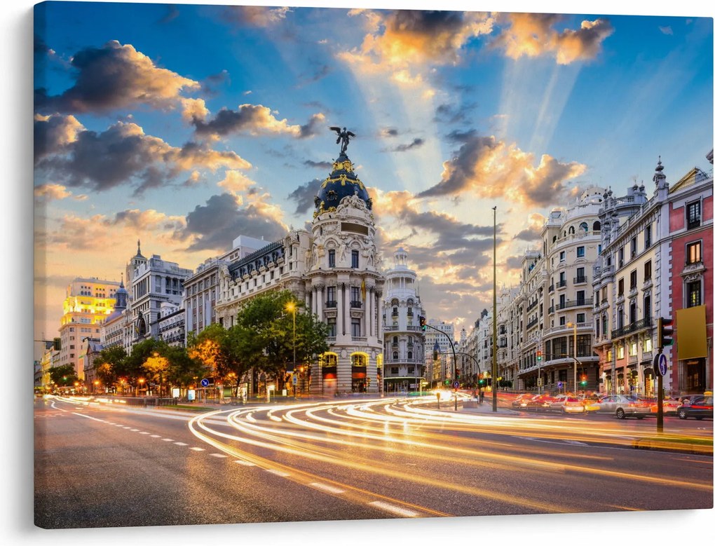 Tablou - Calle Gran Vía, Madrid, Spania (70x50 cm)
