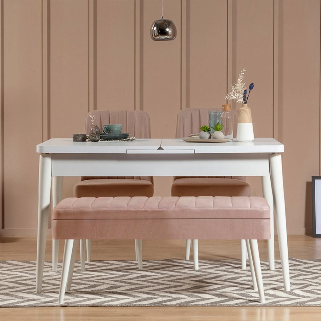 Set mobilier sufragerie Vlasta 1 (alb + gri) (pentru 4 persoane). 1073071
