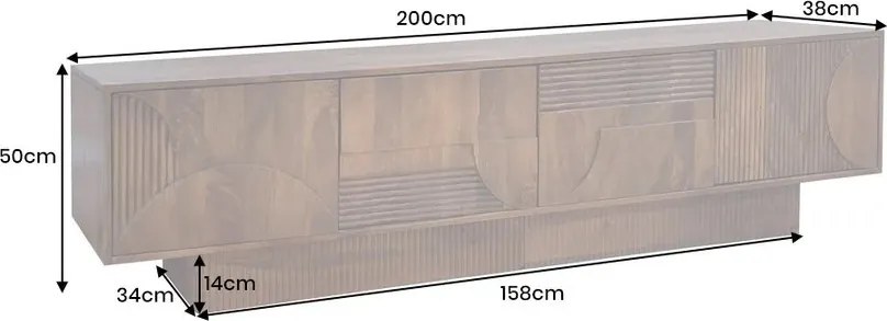 Comoda TV cu model optic 3D, Lemn mahon maro, ART DECO 200cm