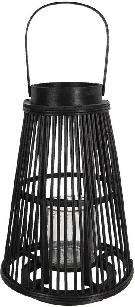 Felinar suspendabil din lemn negru cu pahar sticla Ø 28 cm x 40 h