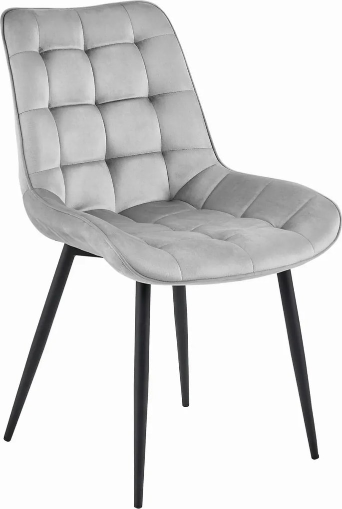 Scaun din catifea BERA gri deschis cu picioare negre