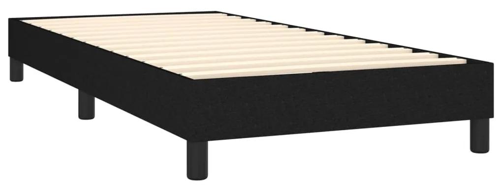 Pat box spring cu saltea, negru, 100x200 cm, textil Negru, 100 x 200 cm, Cu blocuri patrate