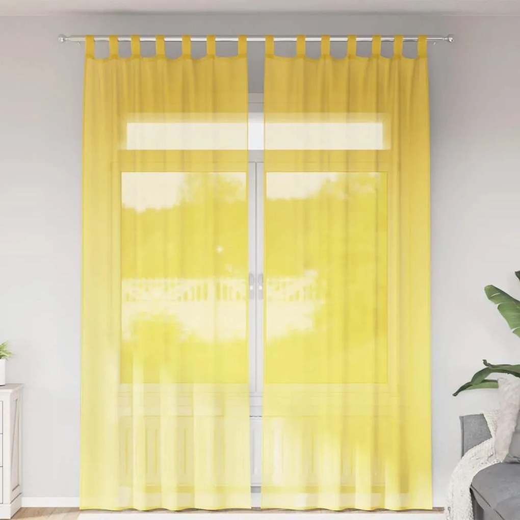 vidaXL Perdele Voile cu Bucle 2 buc Galben 140x260 cm