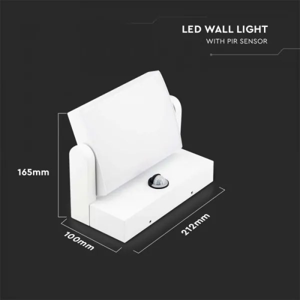 Aplica LED de perete pentru exterior cu senzor, 17W, 230V, 4000K, IP65, alb
