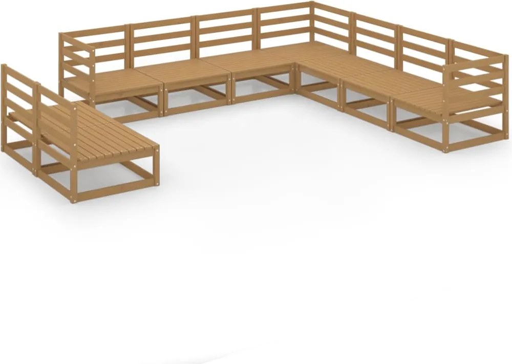 vidaXL Set mobilier de grădină, 9 piese, maro miere, lemn masiv de pin