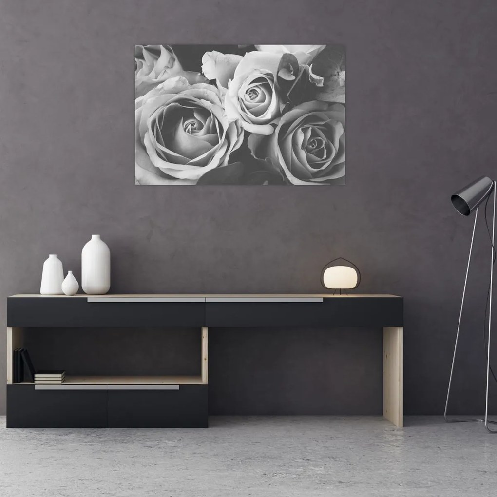 Tablou - Trandafir,alb-negru (90x60 cm)