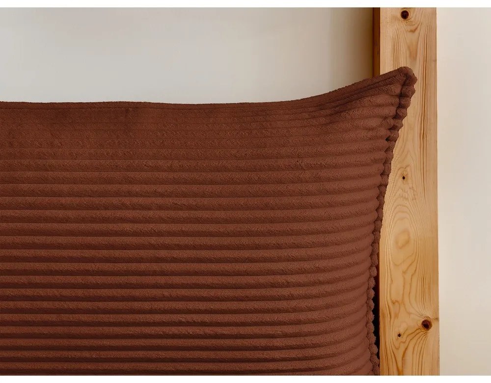 Pat matrimonial cărămiziu tapițat cu spațiu de depozitare cu somieră 160x200 cm Jade – Bobochic Paris