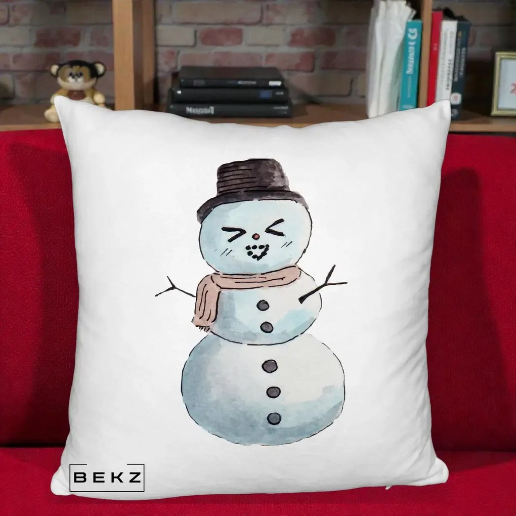 Perna Decorativa Om de Zapada Kawaii Haios, 40x40 cm, Alb Pufos, Husa Detasabila, Perna Inclusa, BEKZ®