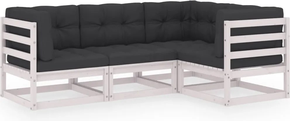 vidaXL Set mobilier de grădină cu perne, 4 piese, lemn masiv de pin