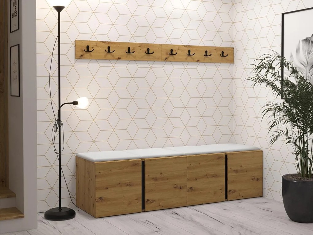 Hol Timothy VII (stejar artisan + stejar artisan + Negru) (piele ecologică Soft 017 (Alb)). 1060135