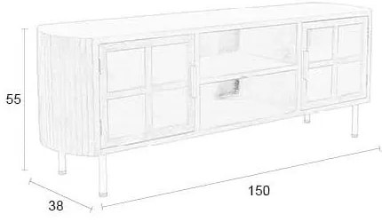 Comodă TV în culoare naturală din lemn de arbore de cauciuc 150x55x38 cm Yaz – White Label