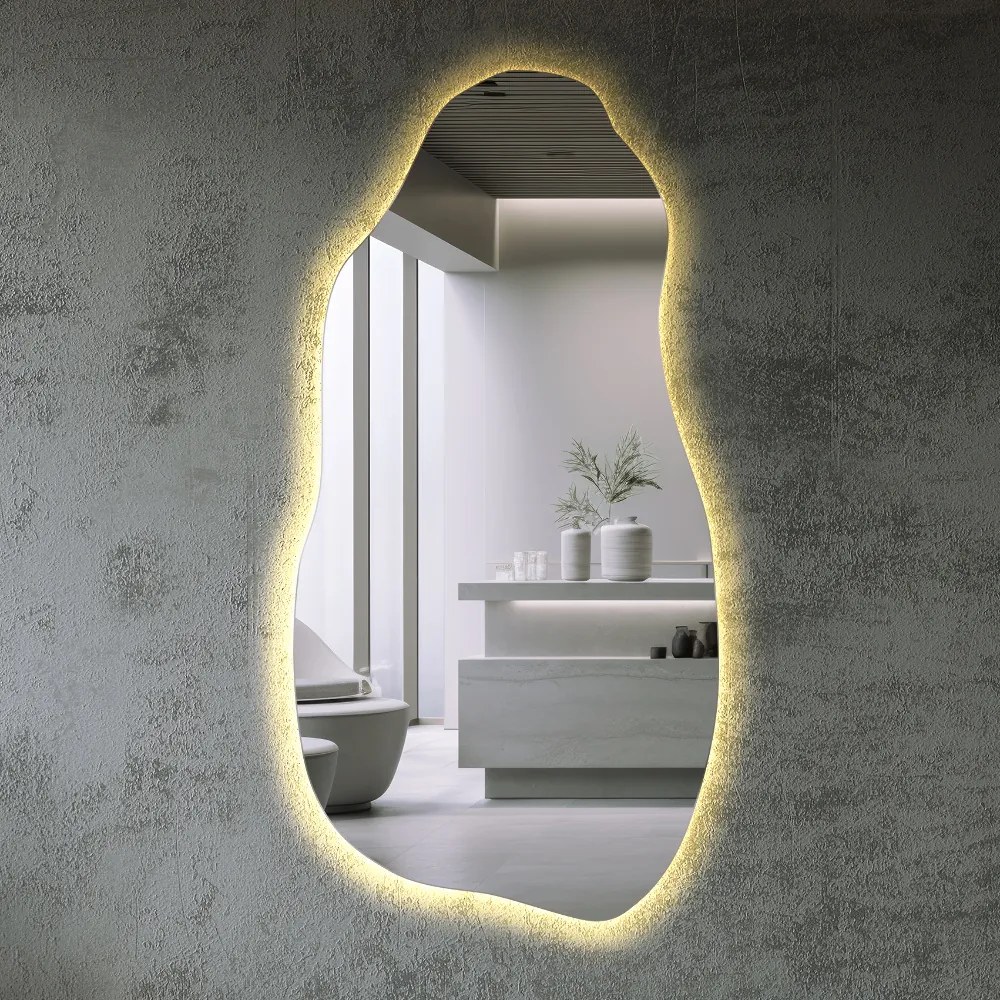 Oglinda asimetrica cu led minimalist 50x100 cm