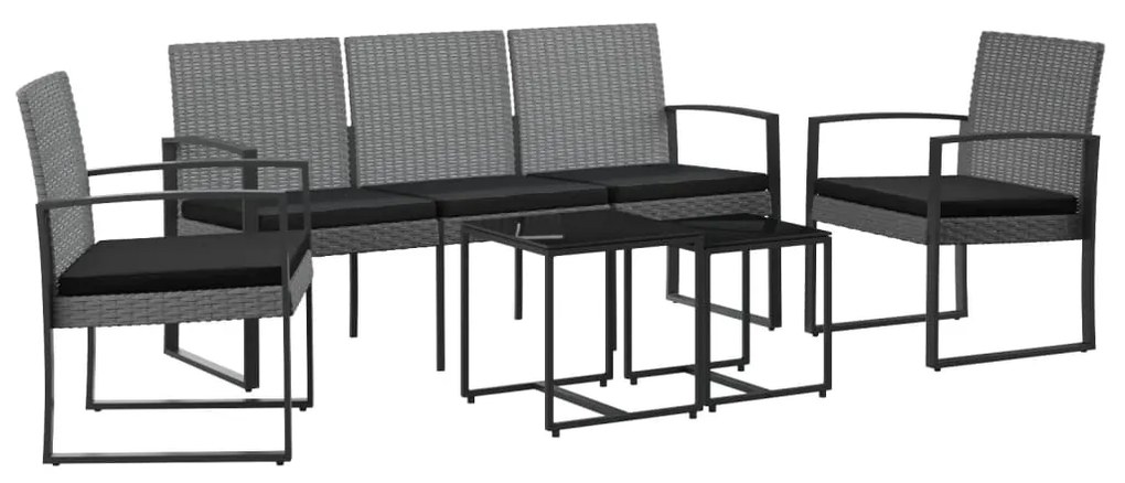 360220 vidaXL Set mobilier de grădină cu perne, 5 piese, gri închis, PP ratan