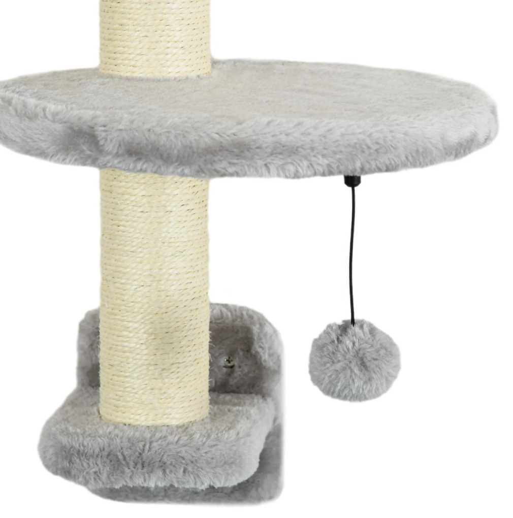 PawHut Set de 3 piese Cățărat pe Perete pentru Pisici cu Hamac Rampă cu Zgârietor Platformă în Formă de Nor Gri | Aosom Romania