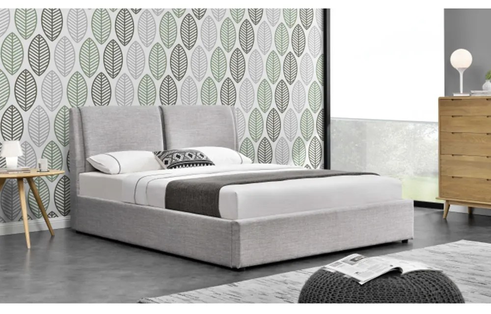 Pat cu spaţiu de stocare, ţesătură gri, 160x200, GULIA 2 NEW