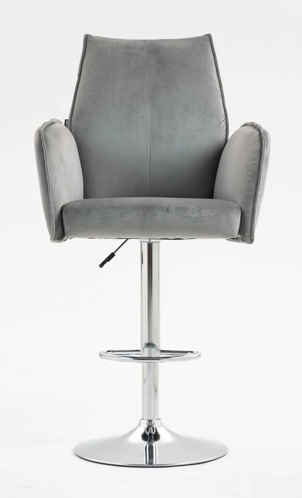 HR280W Scaun Gray din Catifea cu Bază Cromata