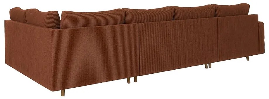 Colțar cărămiziu cu tapițerie din catifea reiată (cu colț pe partea stângă ) Ariella – Ropez