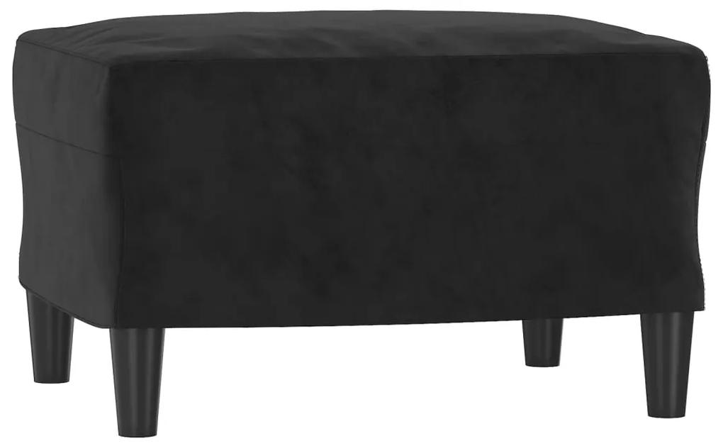 Fotoliu canapea cu taburet, negru, 60 cm, catifea Negru, 92 x 77 x 80 cm