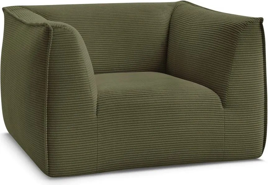 Fotoliu verde cu tapițerie din catifea reiată Giorgia – Bobochic Paris