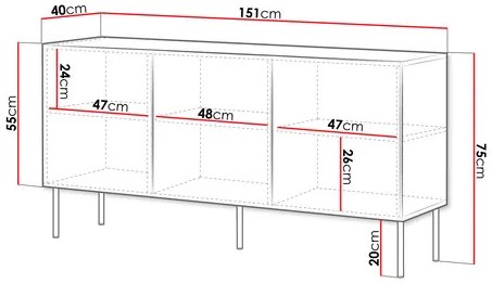 Dulap Godzes Bis 150 3D (Alb + Negru) . 1105926