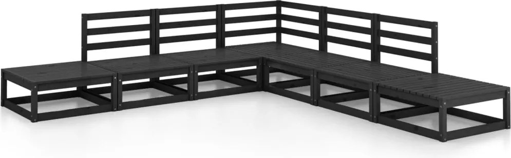 vidaXL Set mobilier de grădină, 7 piese, negru, lemn masiv de pin