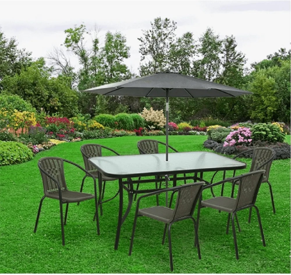 Masă dining, sticlă securizată/oţel, PASTER