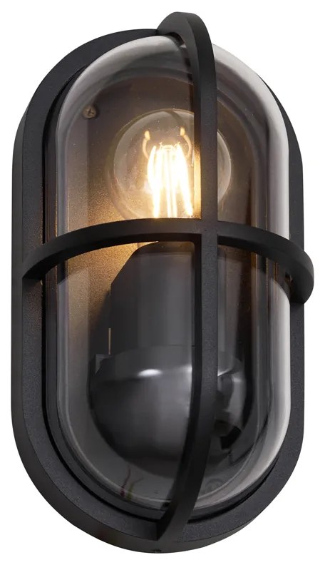 Lampă de perete de exterior neagră ovală IP65 - Target