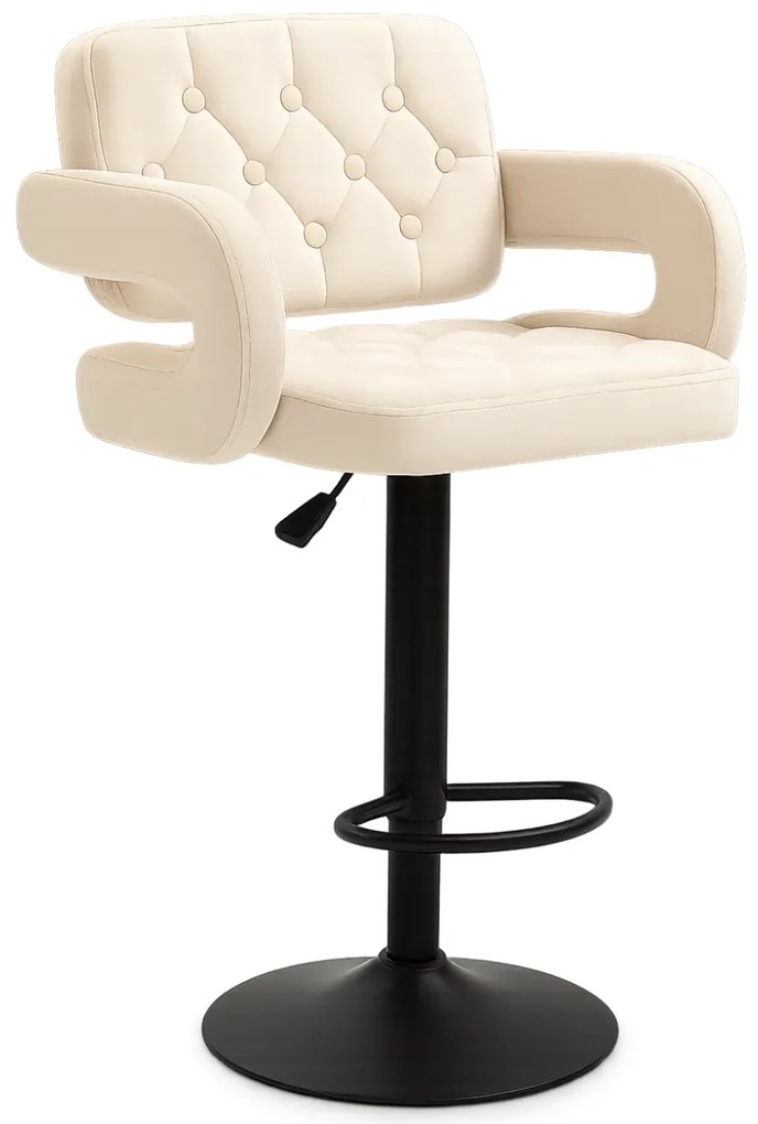 Scaun bar, înălțime reglabilă, rotativ, suport picioare, catifea, Bej