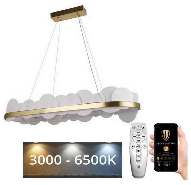 Lustră LED dimabilă pe cablu LED/50W/230V 3000-6500K auriu + telecomandă