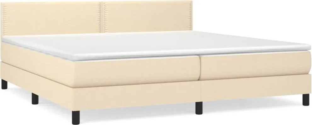 vidaXL Pat box spring cu saltea, crem, 200x200 cm, textil