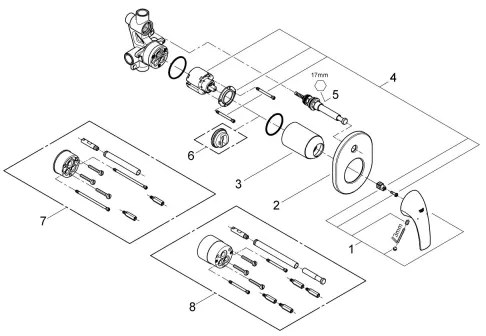 GROHE EUROCUBE 29043000 - baterie pentru cadă, crom lucios