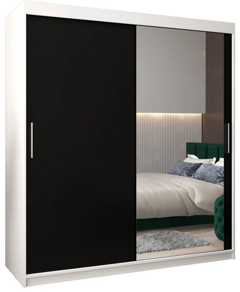 Dulap de haine 180 cm Toki 2 (alb mat + negru mat). 1065000
