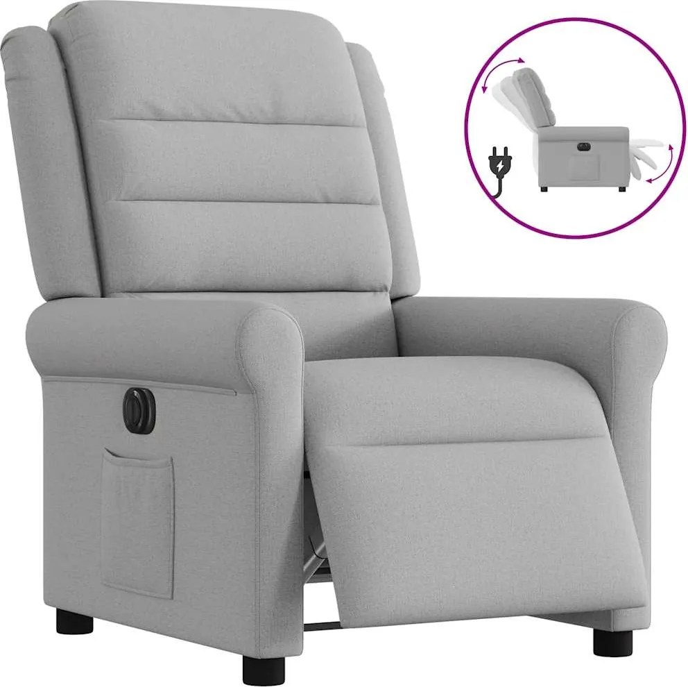 vidaXL Scaun reclinabil electric Cloud Grey Fabric