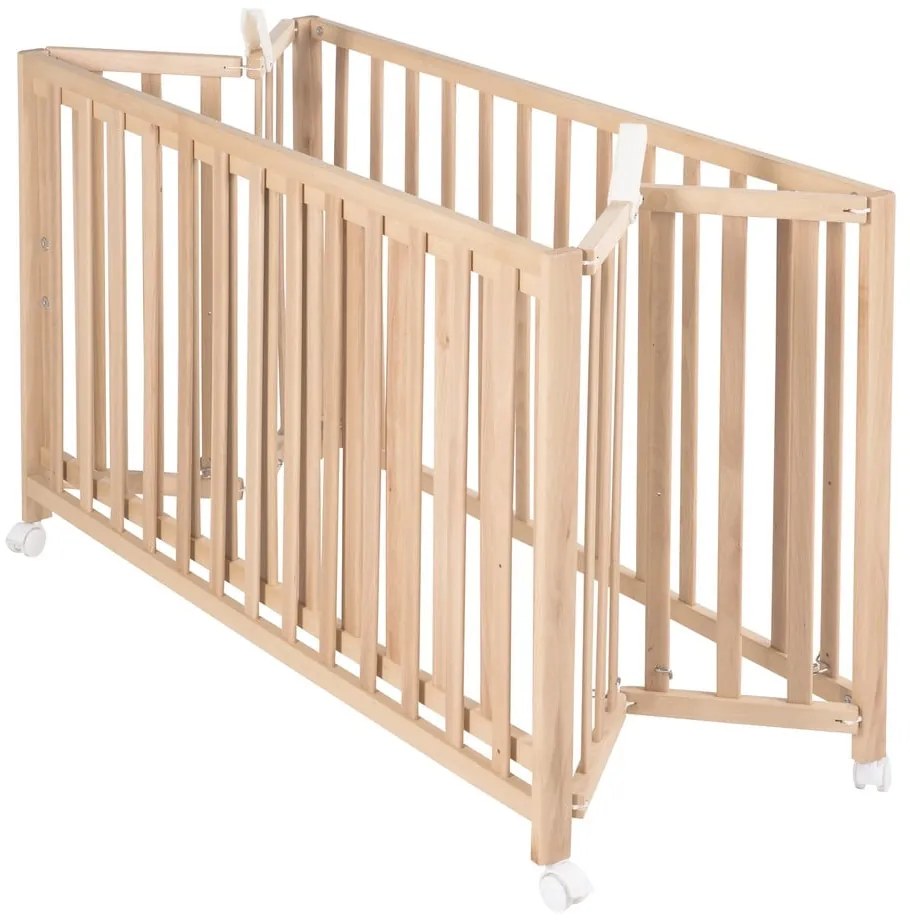 Pătuț pliabil în culoare naturală cu roți 60x120 cm Fold up – Roba