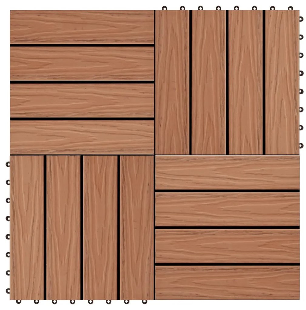 vidaXL Plăci podea în relief WPC, 11 buc, 30x30 cm, 1 mp, maro deschis